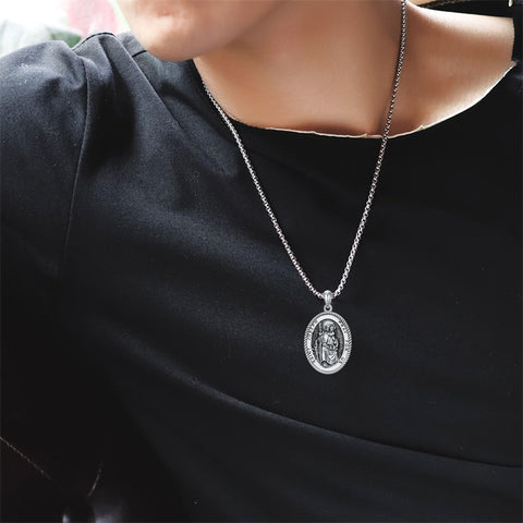Sterling Silver Saint Joseph St Michael Saint Peter Saint Christopher Religious Pendant Necklace