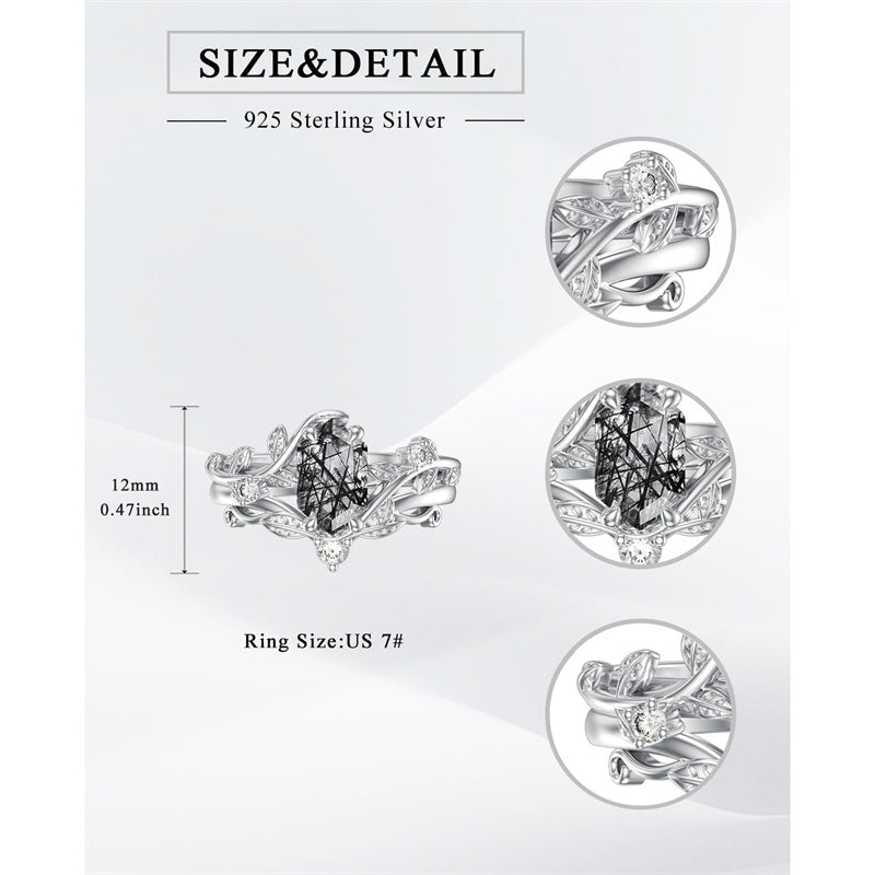 Sterling Silver Pear Oval Kite Heart Hexagon Emerald Coffin Cut Gemstone Engagement Promise Ring Set