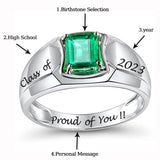 Sterling Silver Personalized Birthstone&Engraved Class Ring  Graduation Ring