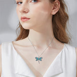 925 Sterling Silver Turquoise Dragonfly Pendant Necklace