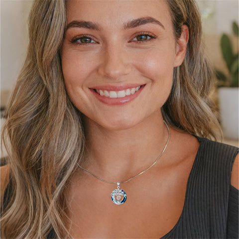 Sterling Silver Mustard Seed Black Cat Hummingbird Cross and Mountain Mountain Turquoise Sun and Moon Pendant Necklace