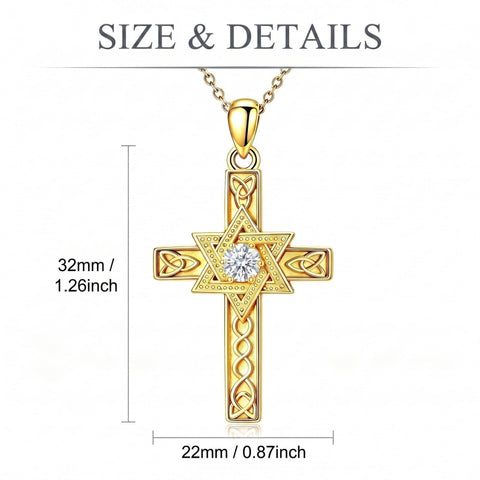 14K Gold Plated Cross Necklace for Women