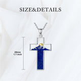 Sterling Silver Lapis Lazuli Abalone Shell Cross Mountains Necklace