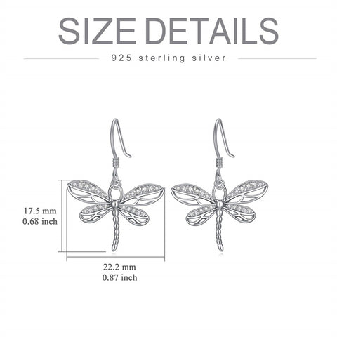Sterling Silver Dragonfly Drop Earrings