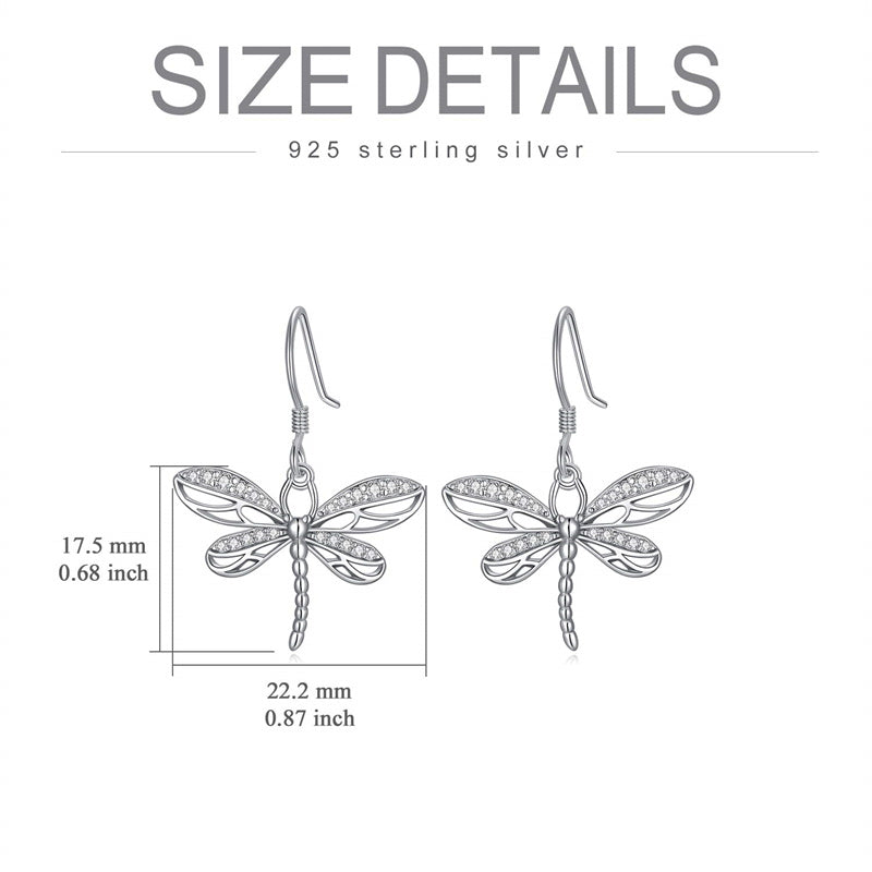 Sterling Silver Dragonfly Drop Earrings
