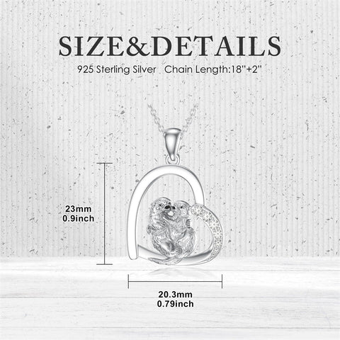 Sterling Silver Cubic Zircon Otter Pendant Necklace