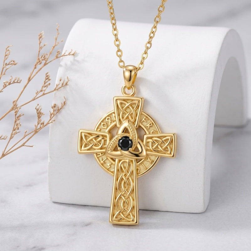 14K Gold Plated Cross Necklace for Women