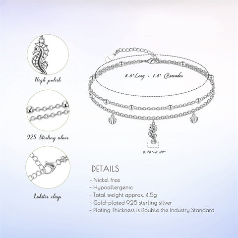 Sterling Silver Multi-layered Animal Anklet