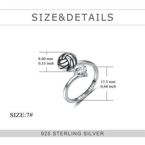 Sterling Silver Baseball Football Volleyball Spinner Ring