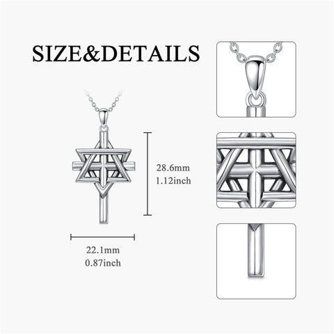 Sterling Silver Nial Cross David Pendant Necklace