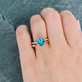 Sterling Silver 10K 14K 18K Gold Turquoise Engagement  Wedding Ring Set for Women