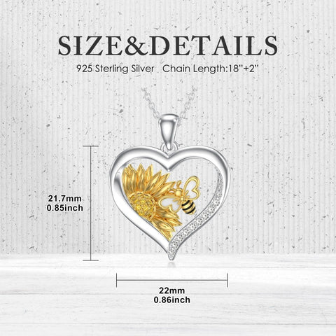 Sterling Silver Heart Bee Dragonfly Butterfly Hummingbird Sunflower Animal Pendant Necklace  Gifts for Christmas
