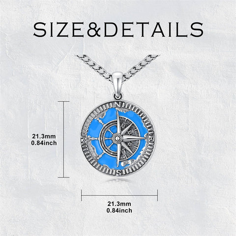 Sterling Silver Compass Pendant Necklace Graduation Jewelry Gift