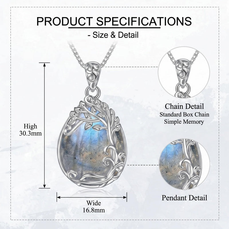 14K Gold Plated Teardrop Tree of Life Necklace for Women