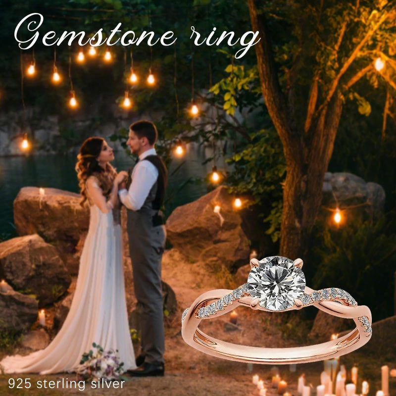 Sterling Silver 10K 14K 18K Gold Personalized Engraved 1-3 Carat Round Moissanite   Anniversary  Engagement Ring