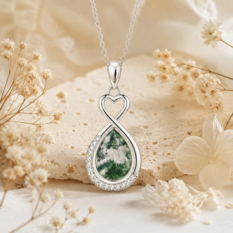 Sterling Silver Teardrop Gemstone Rose Butterfly Infinity Heart Necklace for Women