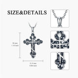 Sterling Silver Russian Eastern Orthodox Cross Pendant Necklace