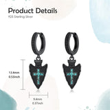 Sterling Silver Feather Arrowhead Axe Hoop Earrings