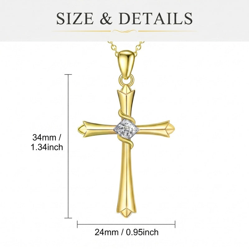 14K Gold Plated Cross Pendant Necklace Faith Jewelry Gift for Women