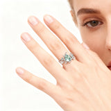 Sterling Silver 2CT Moss Agate  Engagement Wedding Ring Sets for Women