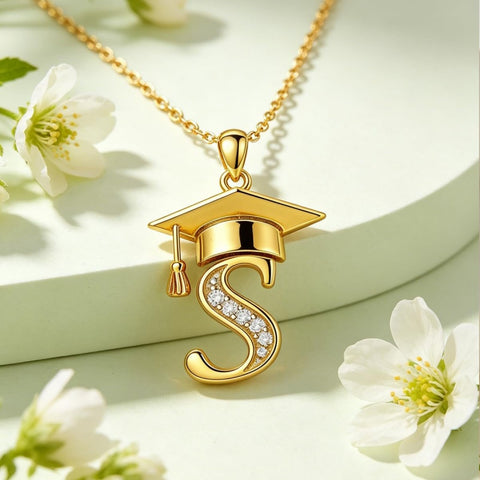 Initial  Graduation 14K Gold Plated Inspiring Grad Pendant Necklace Graduations Jewelry Gifts