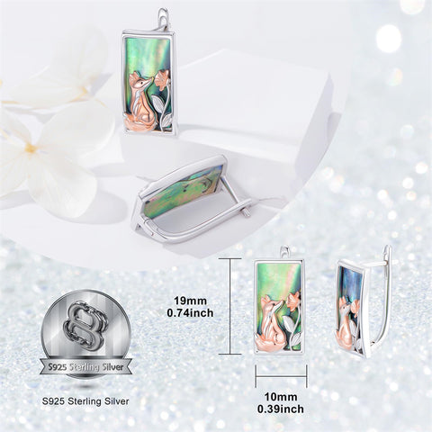 Sterling Silver Abalone Shell Mountain Cat Dog Fox Dragonfly Hummingbird Earring