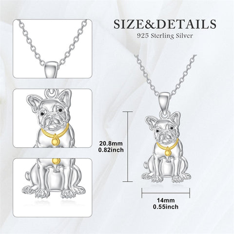 Sterling Silver Bulldog Pendant Necklace