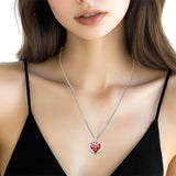 Sterling Silver Crystal Guardian Angel Caduceus Pendant Necklace