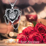 Witches Heart Pendant Necklace 925 Sterling Silver Gothic Jewelry Goth Halloween Gifts for Women