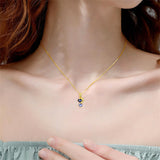 10 14 18K Gold Personalized Engraved &Double Heart Birthstone Pendant Necklace