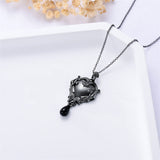 Witches Heart Pendant Necklace 925 Sterling Silver Gothic Jewelry Goth Halloween Gifts for Women