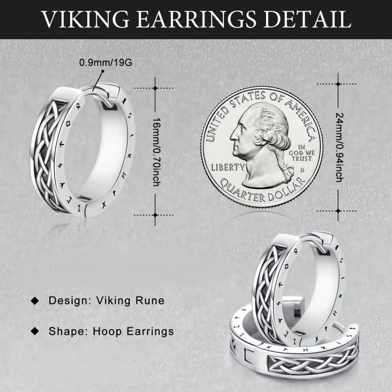 14K Gold Plated  Viking Hoop Earrings