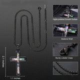 14K Gold Plated Wooden Abalone Shell Cross Pendant Necklacefor Men