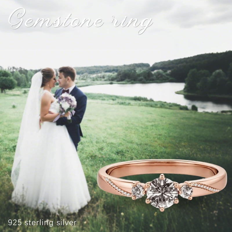 Sterling Silver 10K 14K 18K Gold Personalized Engraved 1-3 Carat Round Moissanite   Anniversary  Engagement Ring