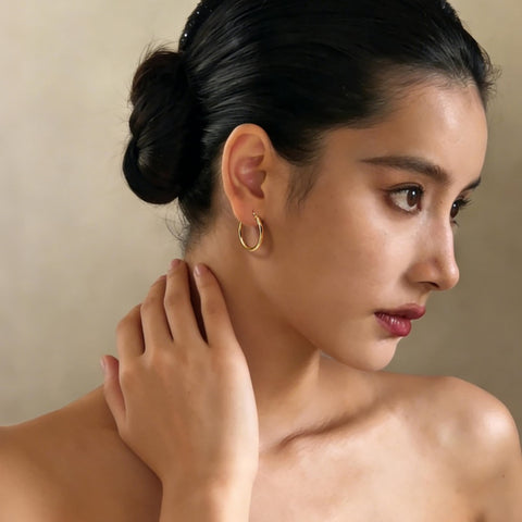 14K Gold Plated  Hoop Earrings for Women