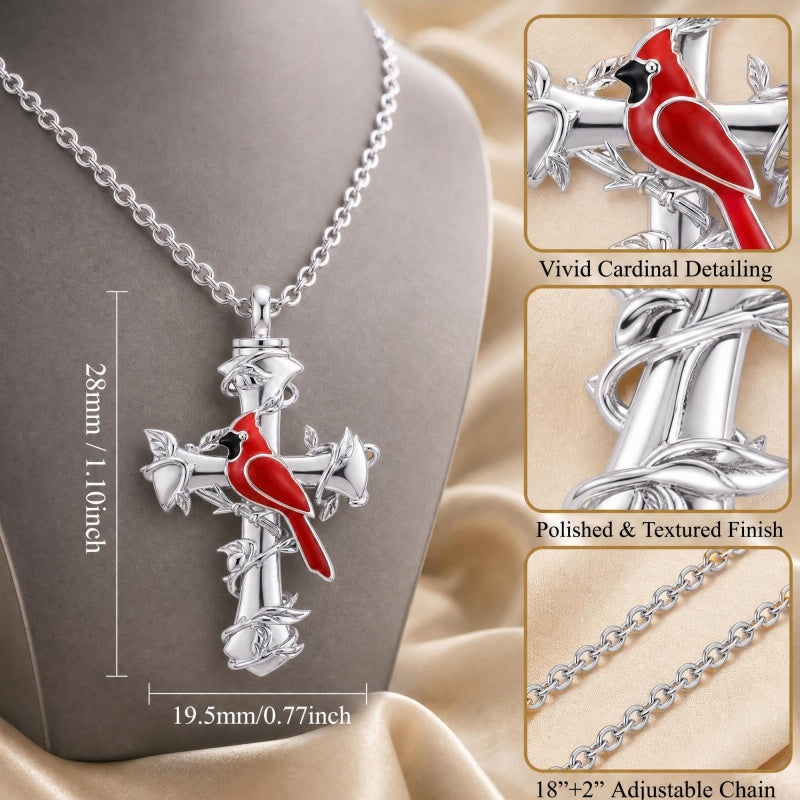 Sterling Silver Cross Hummingbird Cardinal  Rose Sunflower Urn  Necklace for Ashes Cremation Jewelry