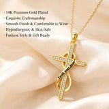 14K Gold Plated Faith Cross Pendant Necklace Religious Gifts for Women