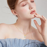14K Yellow Gold 2CT Moissanite Rabbit Pendant Necklace