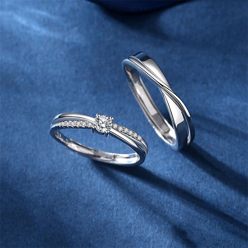 Copper Cubic Zirconia Cross  Adjustable Couple Rings