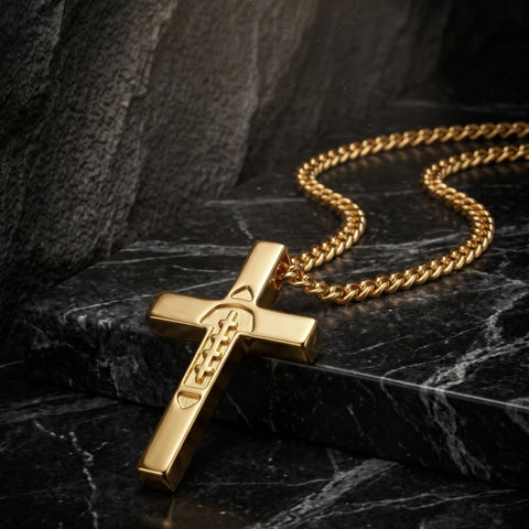 14K Gold Plated Soccer Football Basketball Baseball Cross  with Bible Verses Religious Pendant Necklace for Men