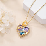 14K Gold Plated Heart Crystal Rose Mom  Sister Daughter Pendant Necklace for Woman