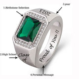 Sterling Silver Personalized Birthstone&Engraved Class Ring  Graduation Ring