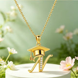 Initial  Graduation 14K Gold Plated Inspiring Grad Pendant Necklace Graduations Jewelry Gifts