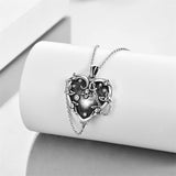 Witches Heart Pendant Necklace 925 Sterling Silver Gothic Jewelry Goth Halloween Gifts for Women