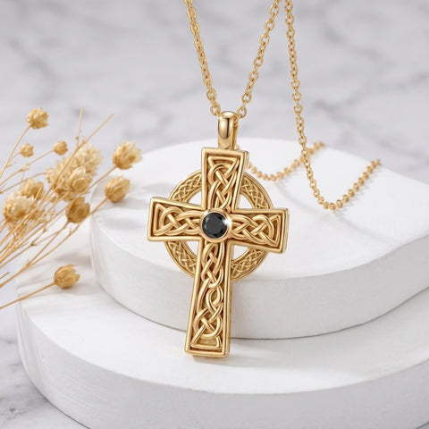 14K Gold Plated Cross Necklace for Women