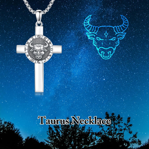 Sterling Silver 12 Constellation Cross Pendant Necklace