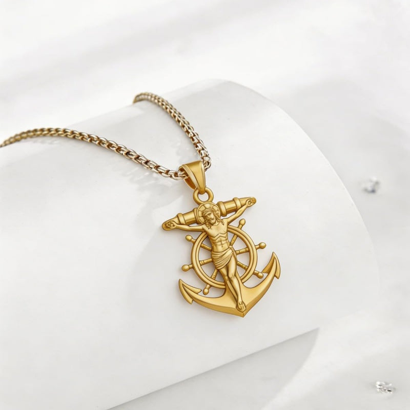 Christian Religious Medal Amulet 14K Gold Plated Pendant  Necklace