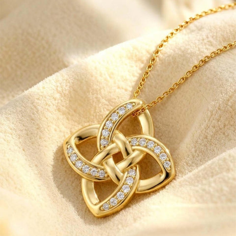 14K Gold Plated Celtic Knot Pendant Necklace Irish Jewelry Gift for Her