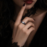 Sterling Silver 10K 14K 18K Gold Custom Engraved  Moissanite Gothic Ring for Women Halloween Gift