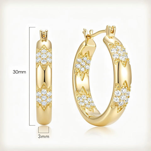 14K Gold Plated Cubic Zircon Hoop Earrings